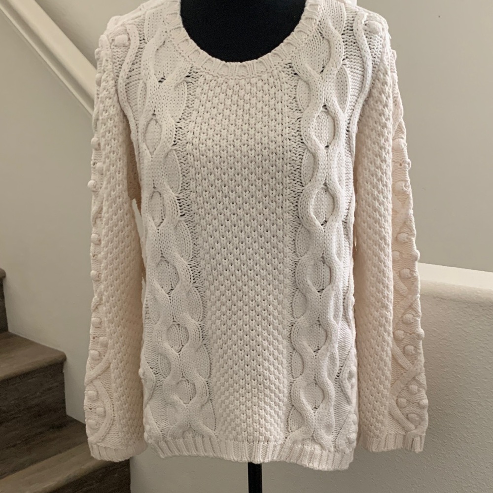 NWT Coldwater Creek Cream Cable Knit Sweater